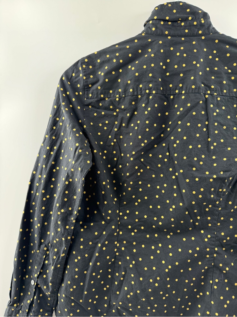 J.Crew Perfect Button Down Shirt Women's Size 2 Black Gold Polka Dot - Picture 7 of 8